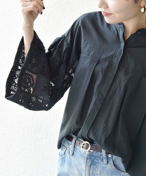 SHIPS / シップス シャツ・ブラウス | SHIPS any:〈手洗い可能〉パッチワーク レース スリーブ バンドカラー シャツ | 詳細29
