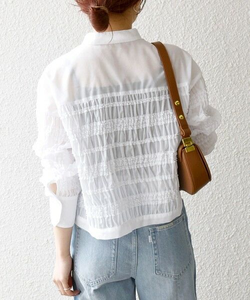SHIPS / シップス シャツ・ブラウス | SHIPS any:〈洗濯機可能〉シアー シャーリング プチフリル バンドカラー シャツ | 詳細5
