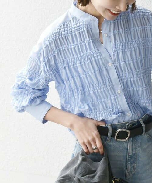 SHIPS / シップス シャツ・ブラウス | SHIPS any:〈洗濯機可能〉シアー シャーリング プチフリル バンドカラー シャツ | 詳細14
