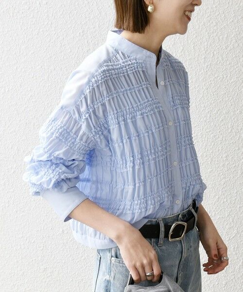 SHIPS / シップス シャツ・ブラウス | SHIPS any:〈洗濯機可能〉シアー シャーリング プチフリル バンドカラー シャツ | 詳細11