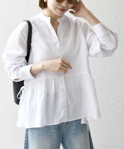 SHIPS / シップス シャツ・ブラウス | SHIPS any:〈洗濯機可能〉リネン ミックス リボン ペプラム バンドカラー シャツ | 詳細11