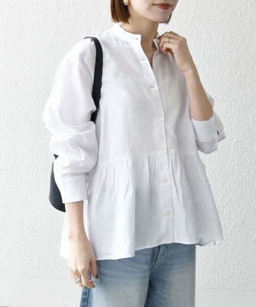 SHIPS / シップス シャツ・ブラウス | SHIPS any:〈洗濯機可能〉リネン ミックス リボン ペプラム バンドカラー シャツ | 詳細13