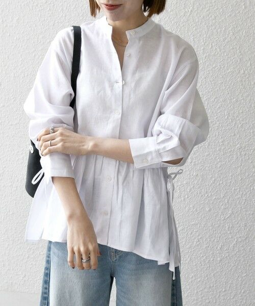 SHIPS / シップス シャツ・ブラウス | SHIPS any:〈洗濯機可能〉リネン ミックス リボン ペプラム バンドカラー シャツ | 詳細8