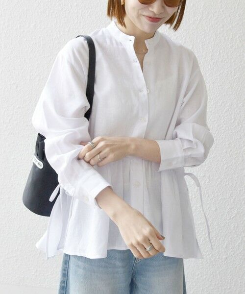 SHIPS / シップス シャツ・ブラウス | SHIPS any:〈洗濯機可能〉リネン ミックス リボン ペプラム バンドカラー シャツ | 詳細9