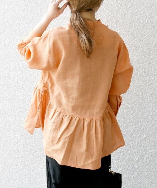 SHIPS for women/シップスウィメン SHIPS any:〈洗濯機可能〉リネン ミックス リボン ペプラム バンドカラー シャツ オレンジ ONE SIZE SHIPS for women/シップスウィメン SHIPS any:〈洗濯機可能〉リネン ミックス リボン ペプラム バンドカラー シャツ オレンジ ONE SIZE