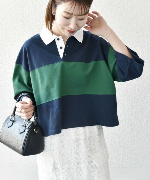 SHIPS / シップス ポロシャツ | SHIPS any:〈洗濯機可能〉カノコ ワイドボーダー クロップド ポロシャツ | 詳細17