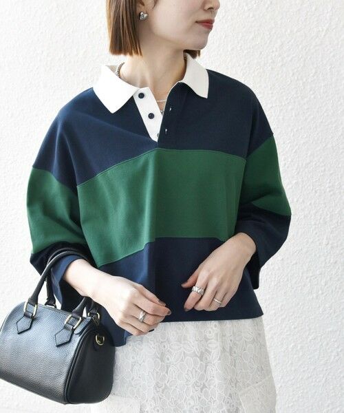 SHIPS / シップス ポロシャツ | SHIPS any:〈洗濯機可能〉カノコ ワイドボーダー クロップド ポロシャツ | 詳細22