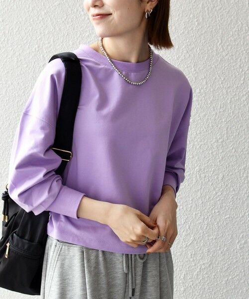 SHIPS / シップス カットソー | 《一部追加予約》SHIPS any:〈洗濯機可能〉インレイ ロングスリーブ コンパクト プルオーバー(パープル)