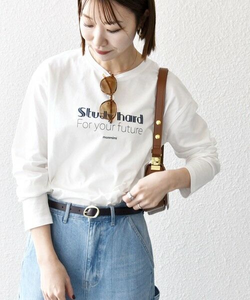 SHIPS / シップス Tシャツ | 【SHIPS any別注】MONMIMI:〈洗濯機可能〉ロゴ プリント ロンTEE 25SS | 詳細6