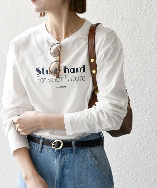 SHIPS for women/シップスウィメン 【SHIPS any別注】MONMIMI:〈洗濯機可能〉ロゴ プリント ロンTEE 25SS ホワイト ONE SIZE SHIPS for women/シップスウィメン 【SHIPS any別注】MONMIMI:〈洗濯機可能〉ロゴ プリント ロンTEE 25SS ホワイト ONE SIZE