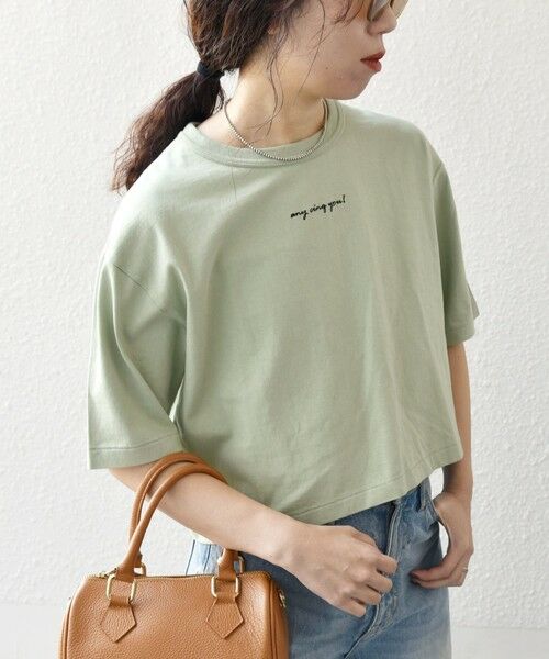 SHIPS for women/シップスウィメン 【SHIPS any別注】Healthknit:〈洗濯機可能〉エンブロイダリー クロップド TEE ライトグリーン ONE SIZE SHIPS for women/シップスウィメン 【SHIPS any別注】Healthknit:〈洗濯機可能〉エンブロイダリー クロップド TEE ライトグリーン ONE SIZE