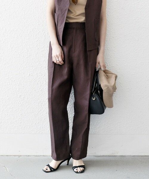 SHIPS for women/シップスウィメン SHIPS any:〈洗濯機可能〉リネン タック グルカ イージー パンツ ブラウン 38 SHIPS for women/シップスウィメン SHIPS any:〈洗濯機可能〉リネン タック グルカ イージー パンツ ブラウン 38
