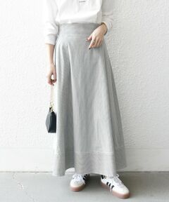 SHIPS / シップス ロング・マキシ丈スカート | SHIPS any:〈洗濯機可能〉コードレーン ストライプ クラシカル フレア スカート