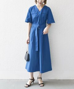 SHIPS / シップス ロング・マキシ丈ワンピース | SHIPS any:〈洗濯機可能〉タイプライター Vネック ポケット ロング ワンピース