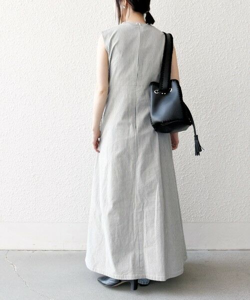 SHIPS / シップス ロング・マキシ丈ワンピース | SHIPS any:〈洗濯機可能〉コードレーン ストライプ フリル Vネック ワンピース | 詳細13