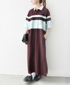 SHIPS / シップス ロング・マキシ丈ワンピース | SHIPS any:〈洗濯機可能〉カノコ ワイドボーダー ポロシャツ ワンピース