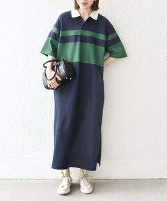SHIPS / シップス ロング・マキシ丈ワンピース | SHIPS any:〈洗濯機可能〉カノコ ワイドボーダー ポロシャツ ワンピース