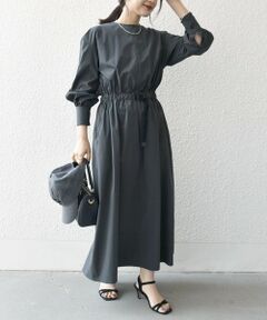 SHIPS / シップス ロング・マキシ丈ワンピース | SHIPS any:〈洗濯機可能〉タイプライター ベルト ギャザー ロング ワンピース