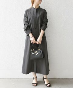 SHIPS / シップス ロング・マキシ丈ワンピース | SHIPS any:〈洗濯機可能〉タイプライター スタンドカラー シャツ ワンピース