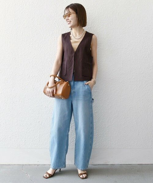 SHIPS / シップス ベスト | SHIPS any:〈洗濯機可能〉ヨーロピアンフラックス リネン  Vネック コンパクト ベスト | 詳細1