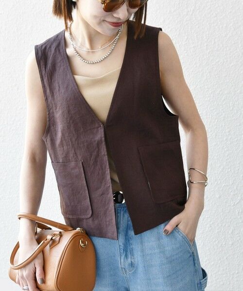 SHIPS / シップス ベスト | SHIPS any:〈洗濯機可能〉ヨーロピアンフラックス リネン  Vネック コンパクト ベスト | 詳細3