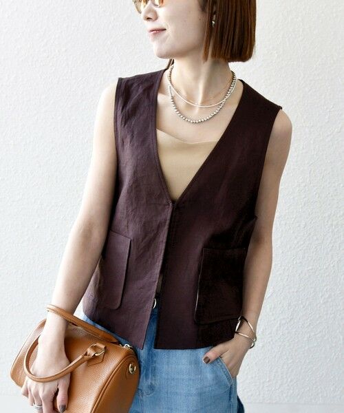 SHIPS / シップス ベスト | SHIPS any:〈洗濯機可能〉ヨーロピアンフラックス リネン  Vネック コンパクト ベスト | 詳細4