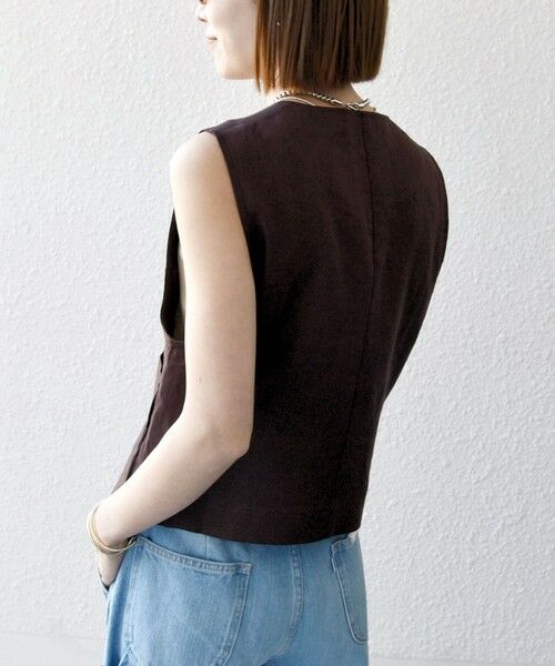 SHIPS / シップス ベスト | SHIPS any:〈洗濯機可能〉ヨーロピアンフラックス リネン  Vネック コンパクト ベスト | 詳細6