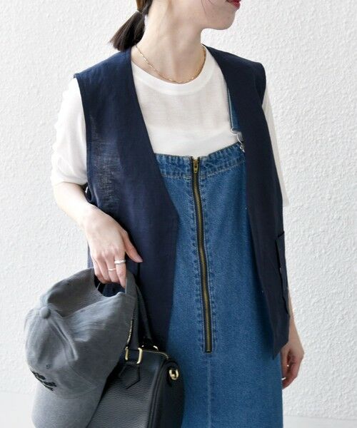 SHIPS / シップス ベスト | SHIPS any:〈洗濯機可能〉ヨーロピアンフラックス リネン  Vネック コンパクト ベスト | 詳細14