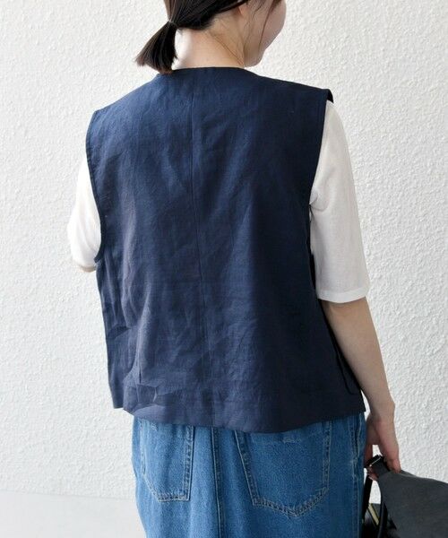 SHIPS / シップス ベスト | SHIPS any:〈洗濯機可能〉ヨーロピアンフラックス リネン  Vネック コンパクト ベスト | 詳細15