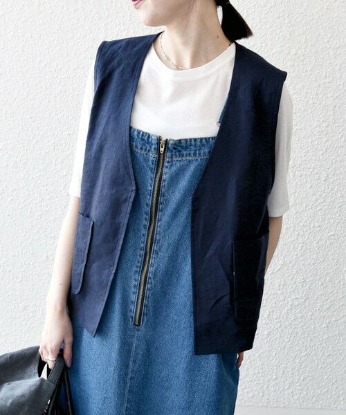 SHIPS / シップス ベスト | SHIPS any:〈洗濯機可能〉ヨーロピアンフラックス リネン  Vネック コンパクト ベスト | 詳細12