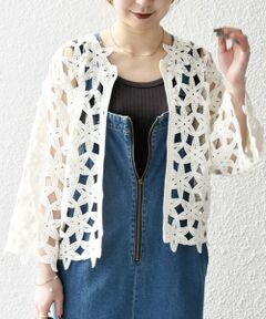 SHIPS / シップス カーディガン・ボレロ | SHIPS any:〈手洗い可能〉フラワー クロシェ レース カーディガン