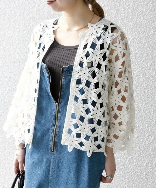 SHIPS / シップス カーディガン・ボレロ | SHIPS any:〈手洗い可能〉フラワー クロシェ レース カーディガン | 詳細3