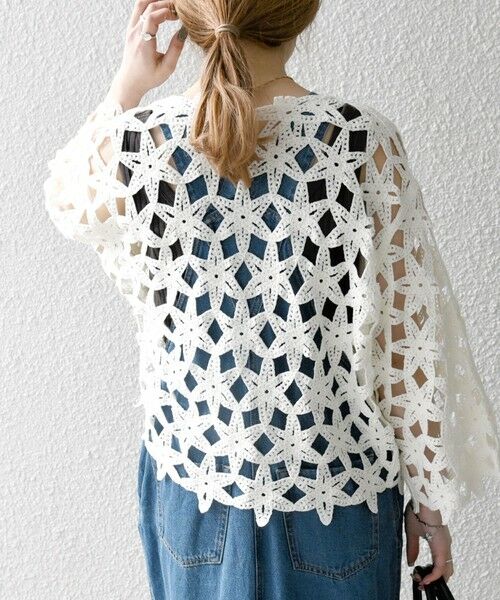 SHIPS / シップス カーディガン・ボレロ | SHIPS any:〈手洗い可能〉フラワー クロシェ レース カーディガン | 詳細4