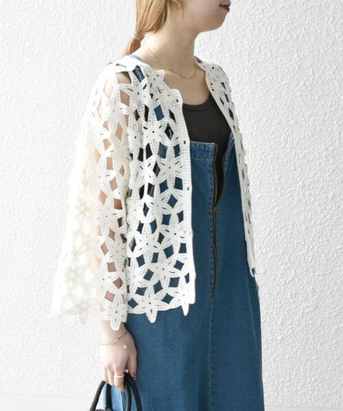 SHIPS / シップス カーディガン・ボレロ | SHIPS any:〈手洗い可能〉フラワー クロシェ レース カーディガン | 詳細6