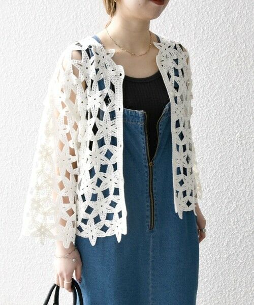 SHIPS / シップス カーディガン・ボレロ | SHIPS any:〈手洗い可能〉フラワー クロシェ レース カーディガン | 詳細7