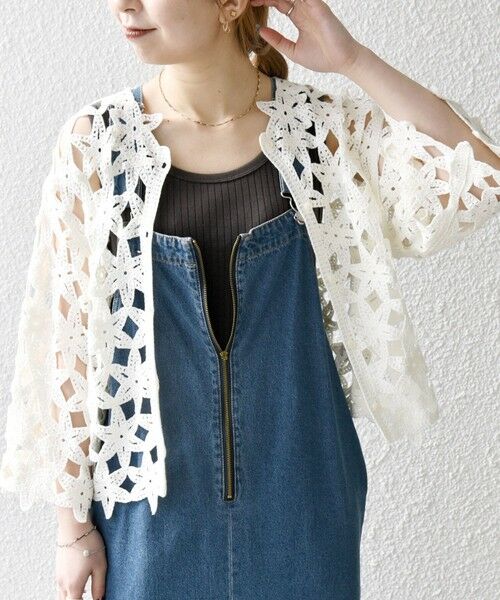 SHIPS / シップス カーディガン・ボレロ | SHIPS any:〈手洗い可能〉フラワー クロシェ レース カーディガン | 詳細8