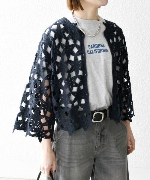 SHIPS / シップス カーディガン・ボレロ | SHIPS any:〈手洗い可能〉フラワー クロシェ レース カーディガン | 詳細23