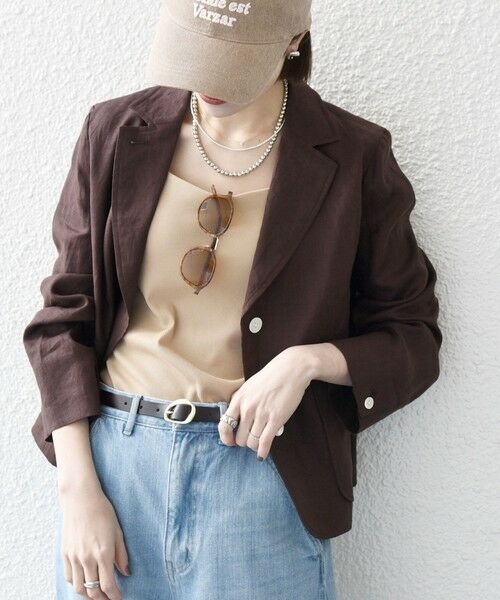 SHIPS for women/シップスウィメン SHIPS any:〈洗濯機可能〉リネン コンパクト テーラード ジャケット ブラウン ONE SIZE SHIPS for women/シップスウィメン SHIPS any:〈洗濯機可能〉リネン コンパクト テーラード ジャケット ブラウン ONE SIZE