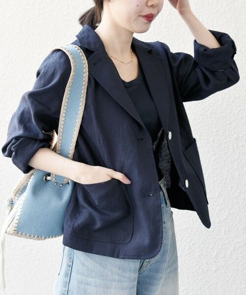 SHIPS for women/シップスウィメン SHIPS any:〈洗濯機可能〉リネン コンパクト テーラード ジャケット ネイビー ONE SIZE SHIPS for women/シップスウィメン SHIPS any:〈洗濯機可能〉リネン コンパクト テーラード ジャケット ネイビー ONE SIZE