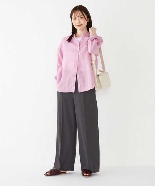 ブラウス シャツ SHIPS Colors:「洗濯機可能」ユーロ リネン (EURO Linen) オーバー シャツ レディース SHIPS｜SHIPS Colors:<洗濯機可能>ユーロ リネン (EURO Linen