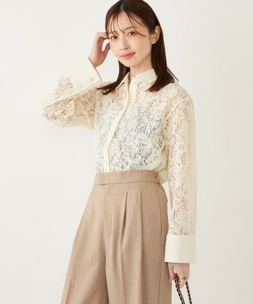 SHIPS for women/シップスウィメン SHIPS Colors:スカラップ レース シャツ オフホワイト ONE SIZE SHIPS for women/シップスウィメン SHIPS Colors:スカラップ レース シャツ オフホワイト ONE SIZE