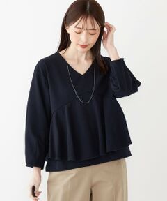 SHIPS / シップス カットソー（半袖以外） | SHIPS Colors:〈手洗い可能〉ミラノリブ Vネック ペプラム トップス