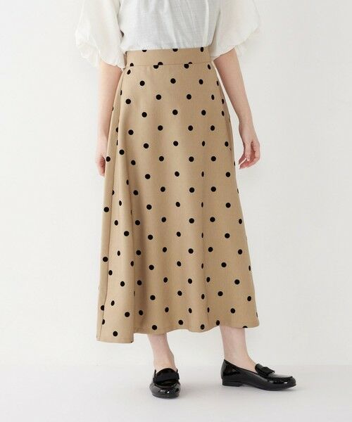 SHIPS for women/シップスウィメン SHIPS Colors:〈洗濯機可能〉フロッキードット デニムライク スカート ベージュ SMALL SHIPS for women/シップスウィメン SHIPS Colors:〈洗濯機可能〉フロッキードット デニムライク スカート ベージュ SMALL