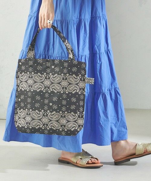 SHIPS for women/シップスウィメン 《予約》【SHIPS別注】BINDU:ジャカード バンダナ 縦型 スモール トート バッグ ブラック ONE SIZE SHIPS for women/シップスウィメン 《予約》【SHIPS別注】BINDU:ジャカード バンダナ 縦型 スモール トート バッグ ブラック ONE SIZE
