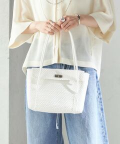 セール】 レザー コンビ シーグラス バッグ （かごバッグ