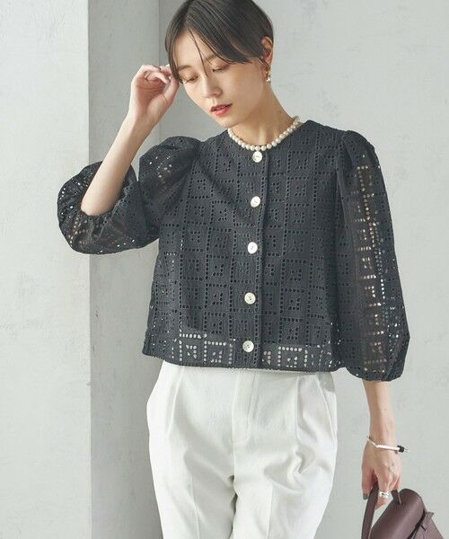 SHIPS for women/シップスウィメン 《予約》〈手洗い可能〉Broche スクエア レース 2WAY ブラウス ブラック ONE SIZE SHIPS for women/シップスウィメン 《予約》〈手洗い可能〉Broche スクエア レース 2WAY ブラウス ブラック ONE SIZE