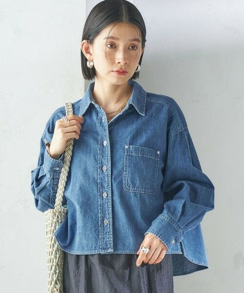 SHIPS / シップス シャツ・ブラウス | 〈洗濯機可能〉ショート丈 デニム シャツ 2 | 詳細14