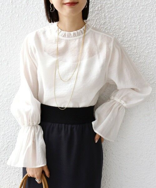 SHIPS / シップス シャツ・ブラウス | 〈手洗い可能〉シルク混 シャイニー フリル スリーブ ブラウス | 詳細16