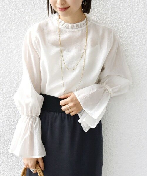 SHIPS / シップス シャツ・ブラウス | 〈手洗い可能〉シルク混 シャイニー フリル スリーブ ブラウス | 詳細17
