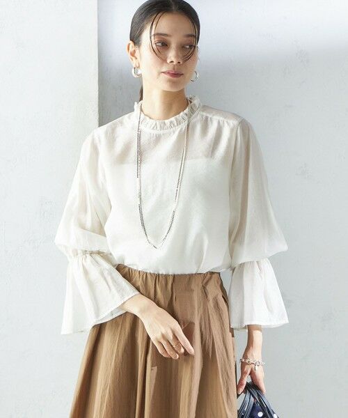 SHIPS / シップス シャツ・ブラウス | 〈手洗い可能〉シルク混 シャイニー フリル スリーブ ブラウス | 詳細7